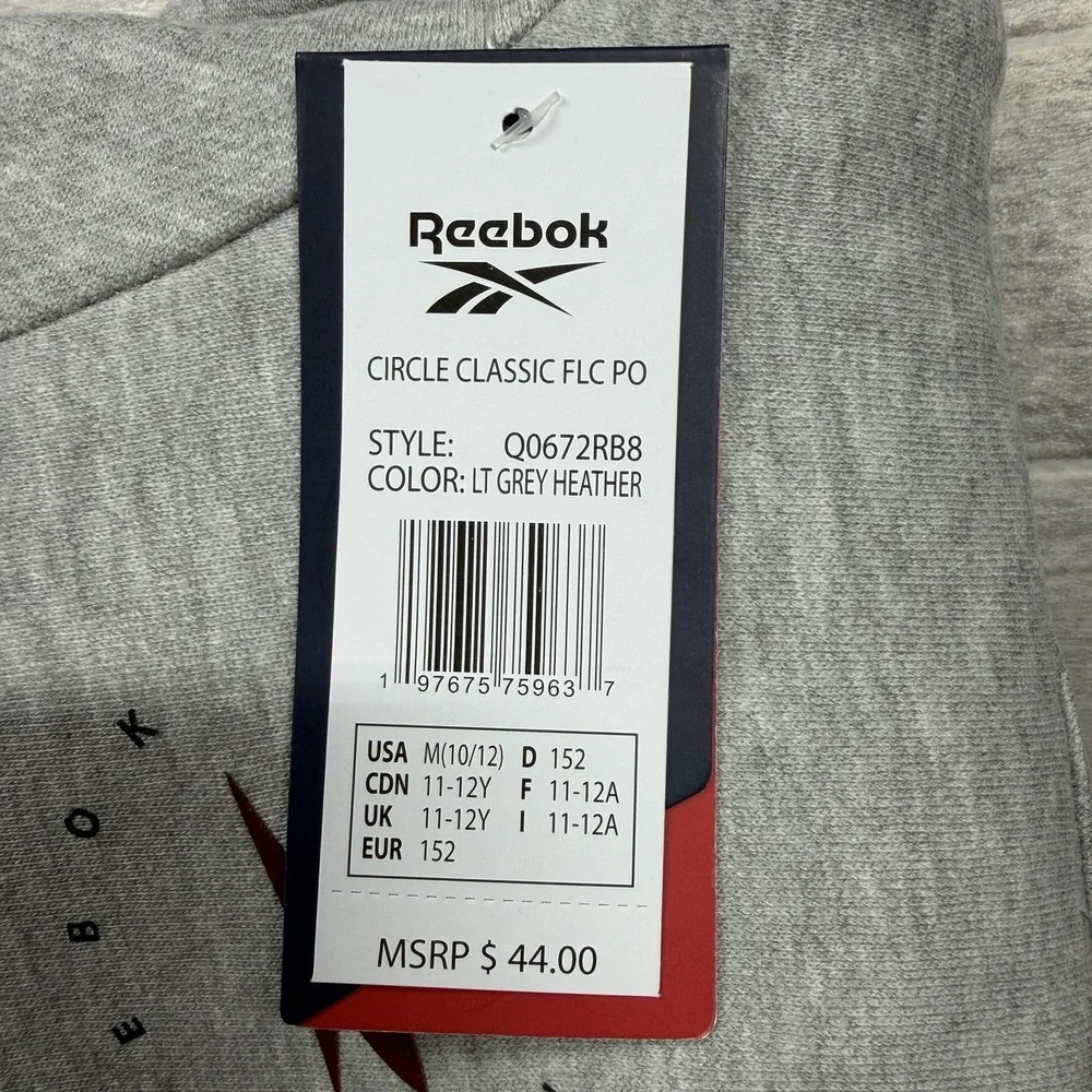Reebok Kids Size Medium (10-12) Circle Classsic Fleece Heather Gray Sweater New*